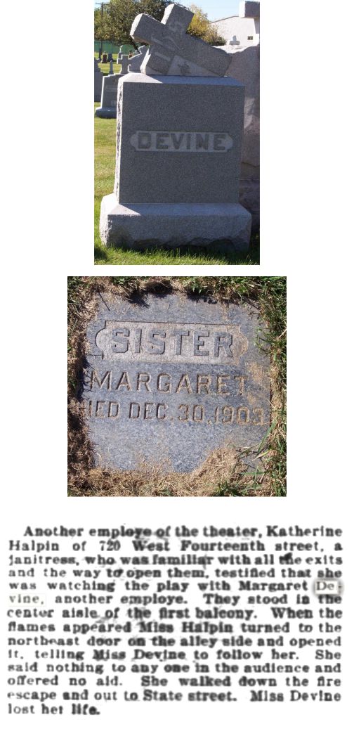 Katherine Halpin escaped from Iroquois Theater but Margaret Devine did not