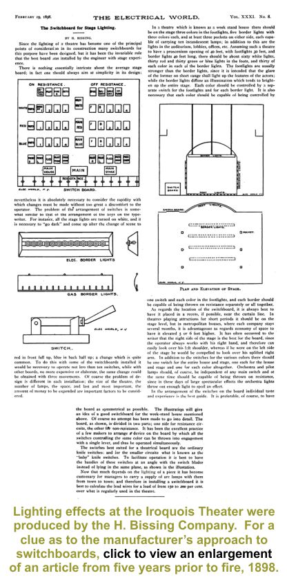 Harry Bissing 1898 article about theater switchboard design