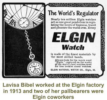 Charles Bibel's wife worked at Elgin watch factory