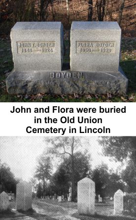 John and Flora Boyden buried in Old Union Cemetery