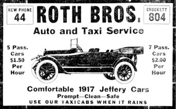 Roths was one of several taxi companies in San Antonio in 1917