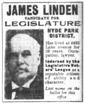 James Linden 1908 run for judge