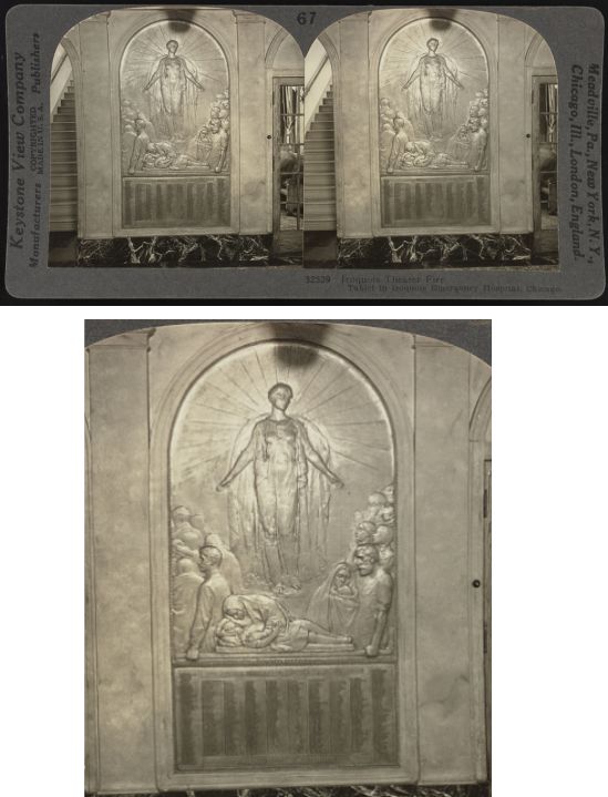 Iroquois Keystone stereoview card of Taft sculpture