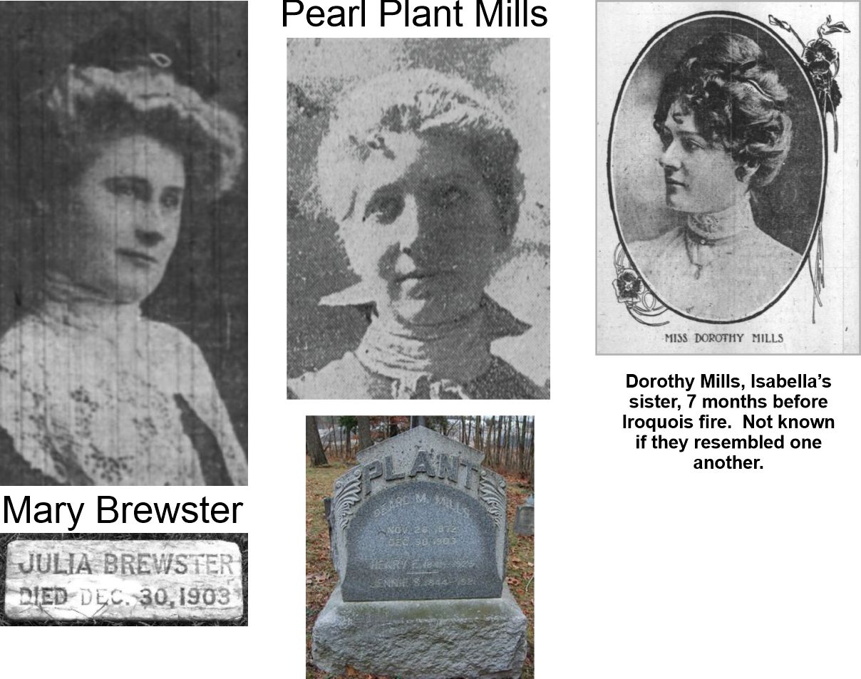 Iroquois Theater fire victims Pearl Mills, Julia Brester and Isabella Mills