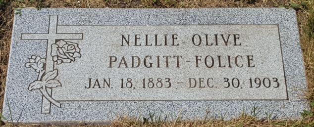 Nellie Padgitt Folice's new grave marker
