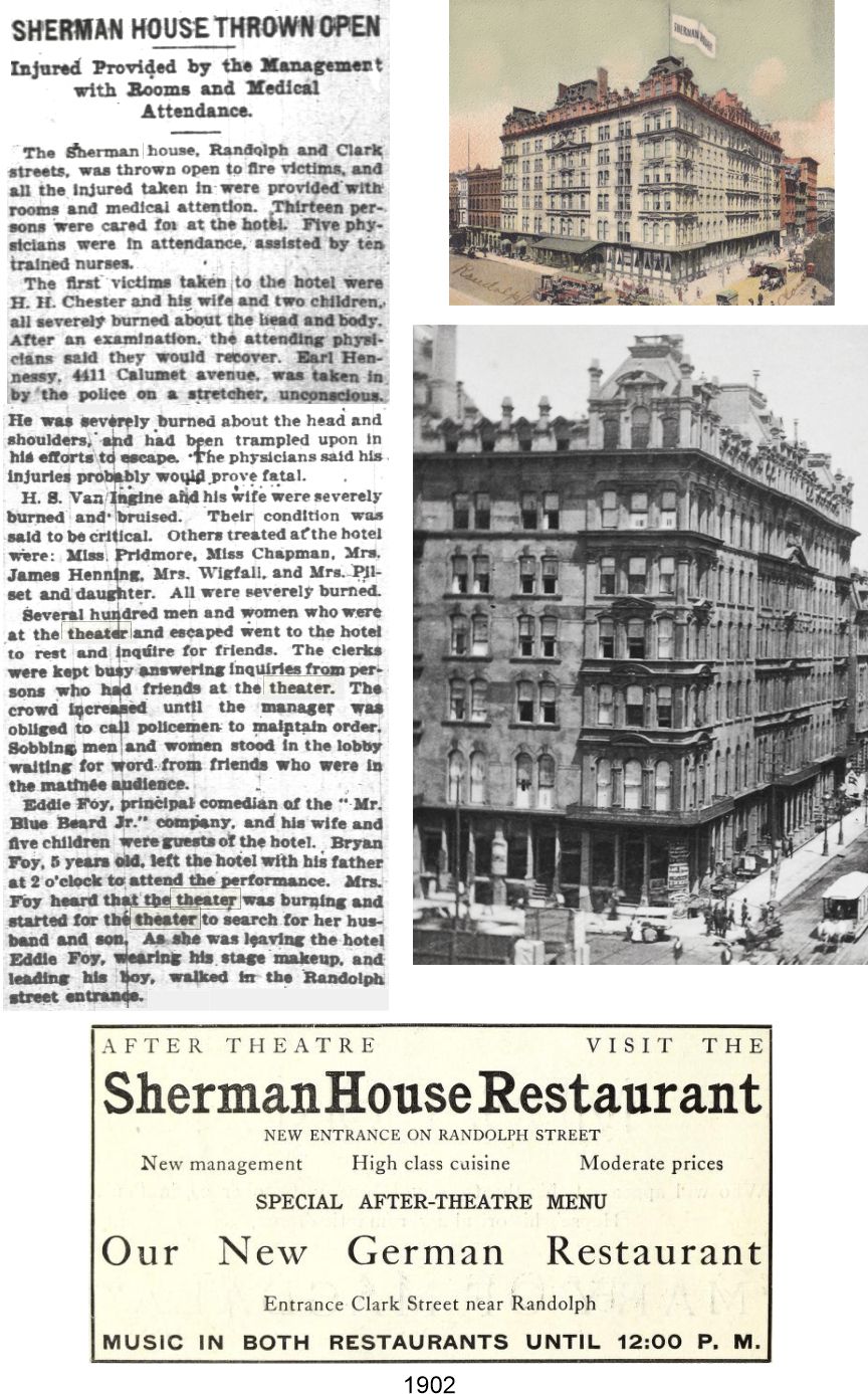 Sherman House Hotel at Clark and Randolph in Chicago