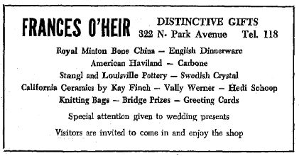 In 1950s Frances O'Heir sold todays treasures