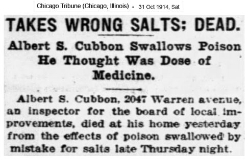Albert Cubbon accidentally drank poison